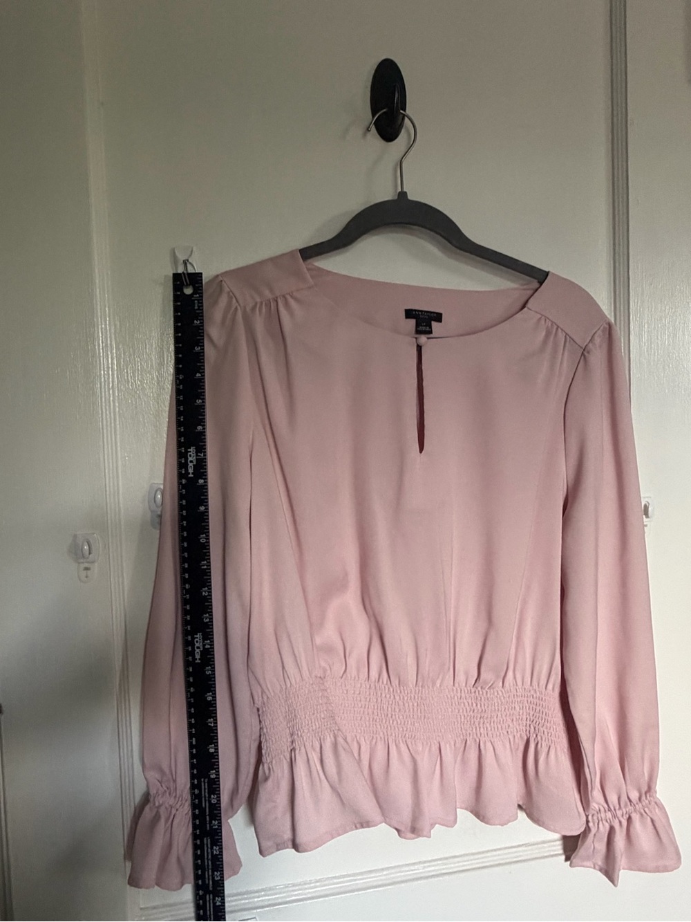 Ann Taylor Blush Pink Smocked Waist Peplum Blouse